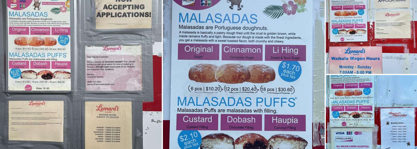 Leonard's Malasadamobile Wagon Menu