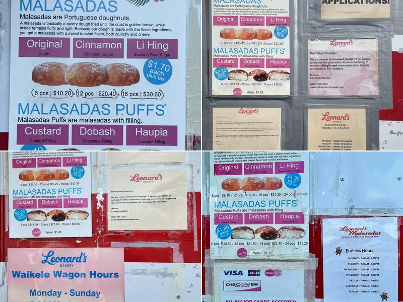 Leonard's Malasadamobile Wagon Menu