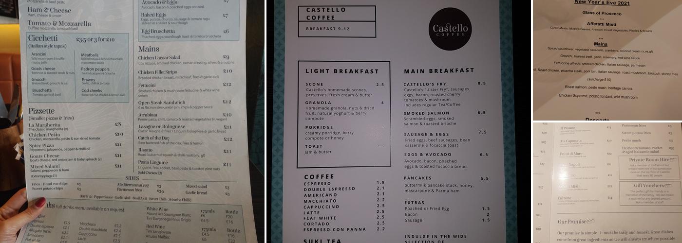 Castello Italia Menu