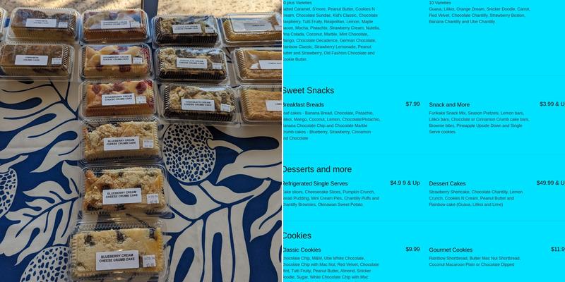 Cupcake and Things Bakery Menu