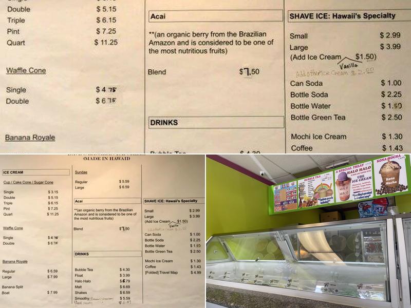 Dave's Ice Cream at Waipio Menu