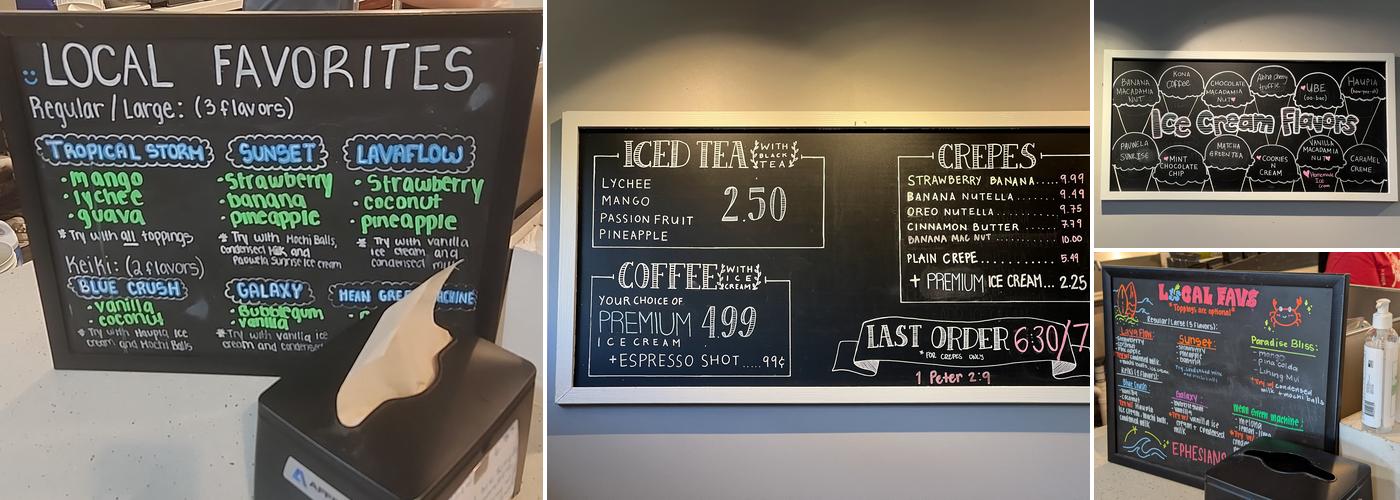 Island Shave Ice And Creamery Menu