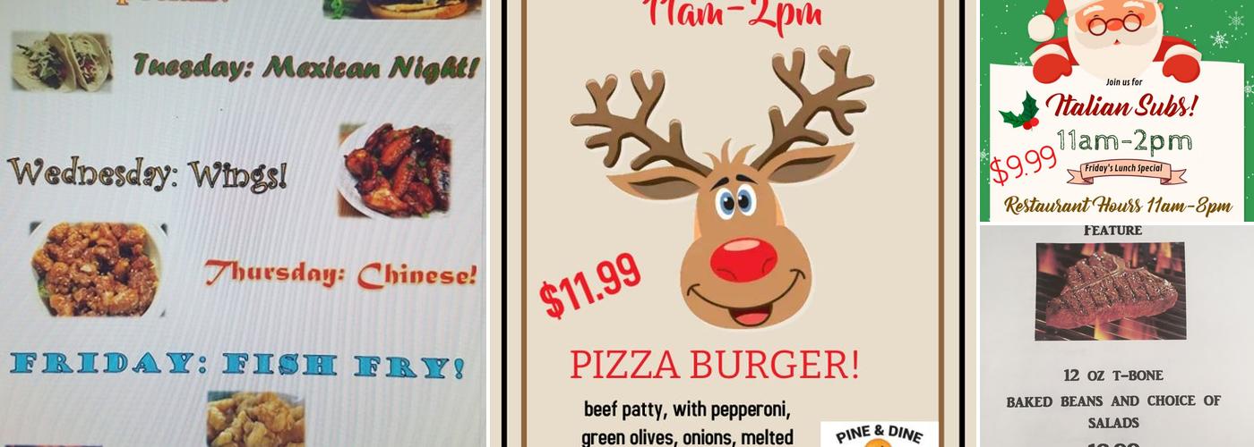 Pine & Dine Restaurant Menu
