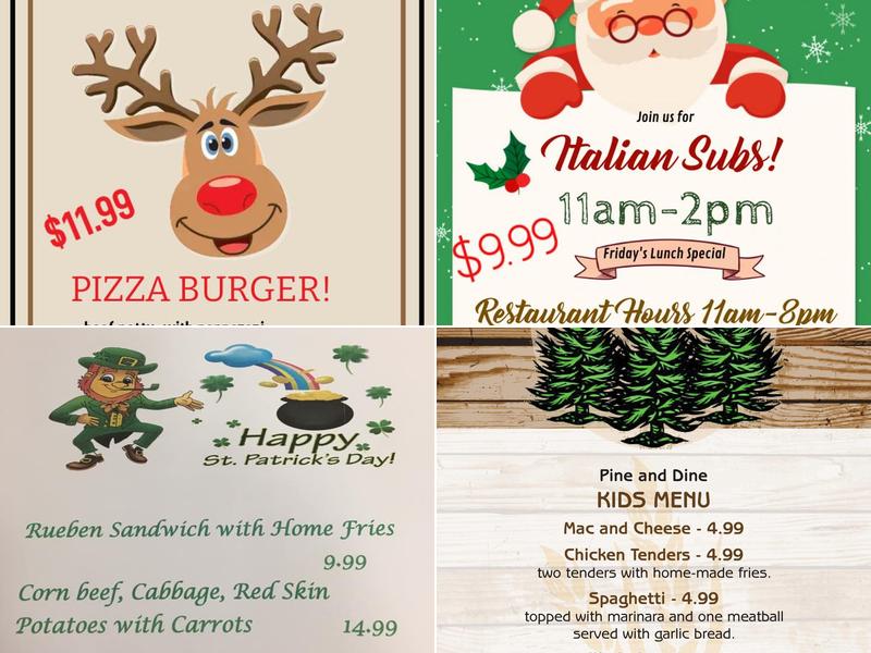 Pine & Dine Restaurant Menu