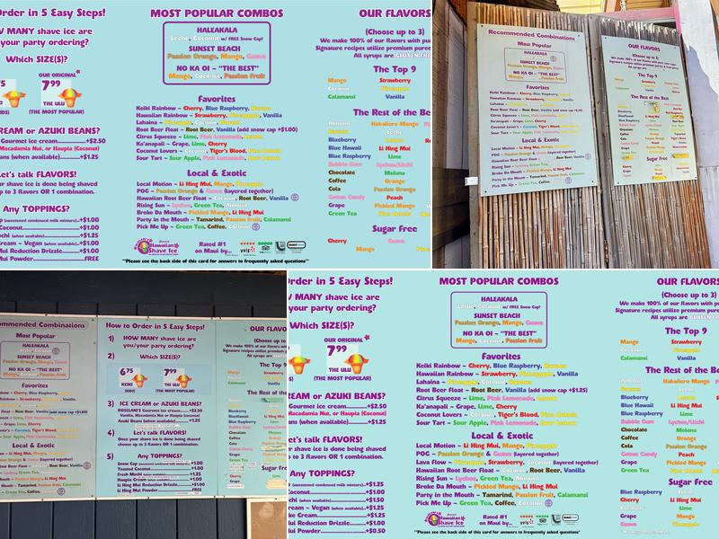 Ululani's Hawaiian Shave Ice - Kahului Menu