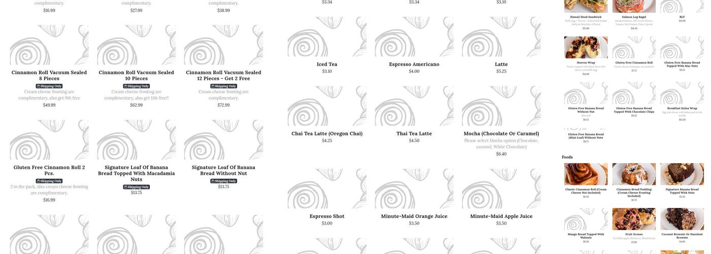 Cinnamon Roll Place Menu