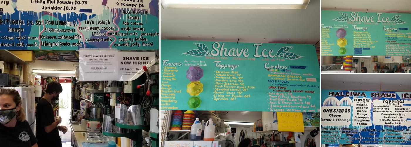 Haleiwa Shave Ice Menu