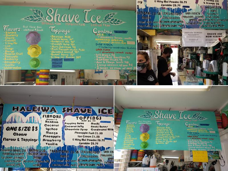 Haleiwa Shave Ice Menu