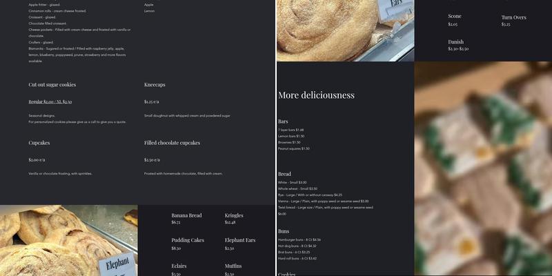 Hartman's Bakery Manitowoc Menu