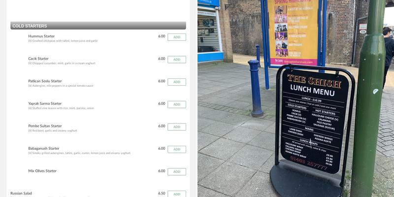 The Shish Restaurant & Takeaway Menu