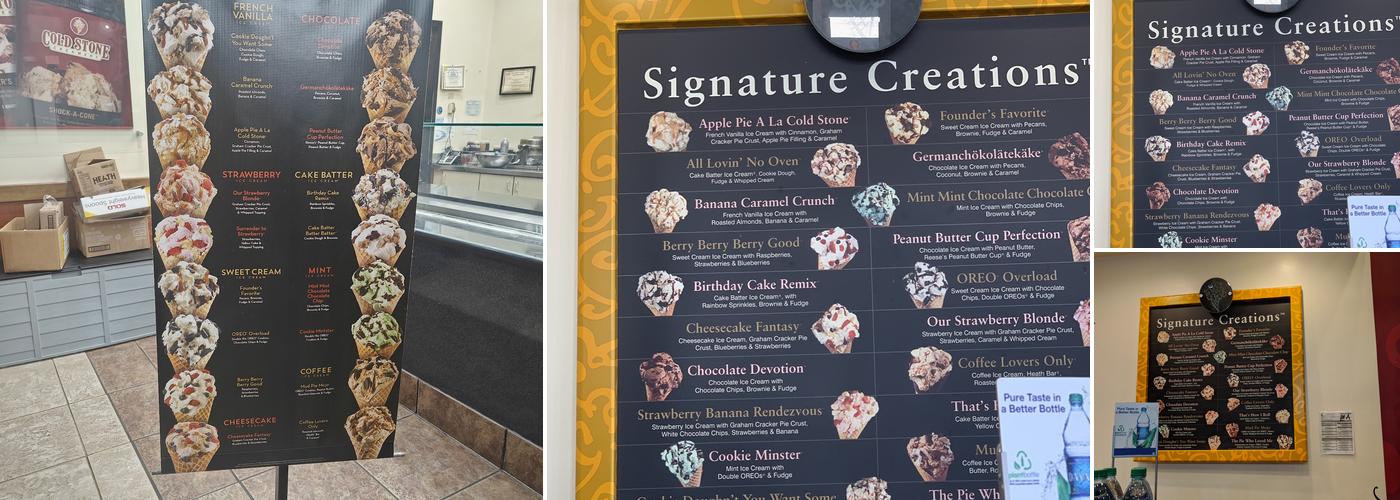 Cold Stone Creamery Menu