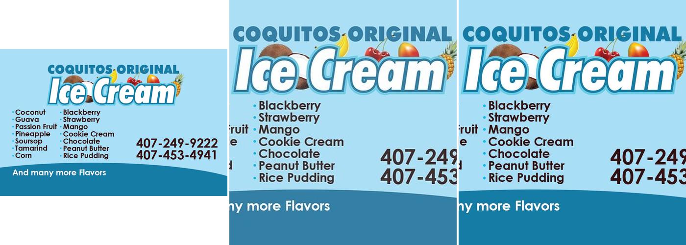 Coquitos Original Ice Cream, INC Menu