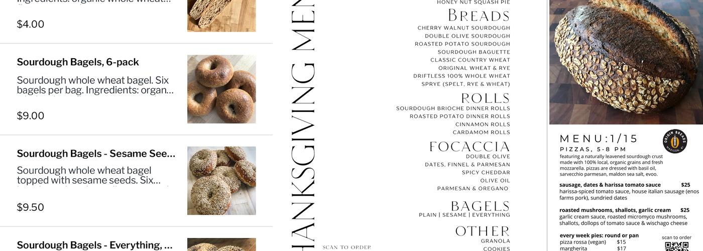 ORIGIN Breads Menu