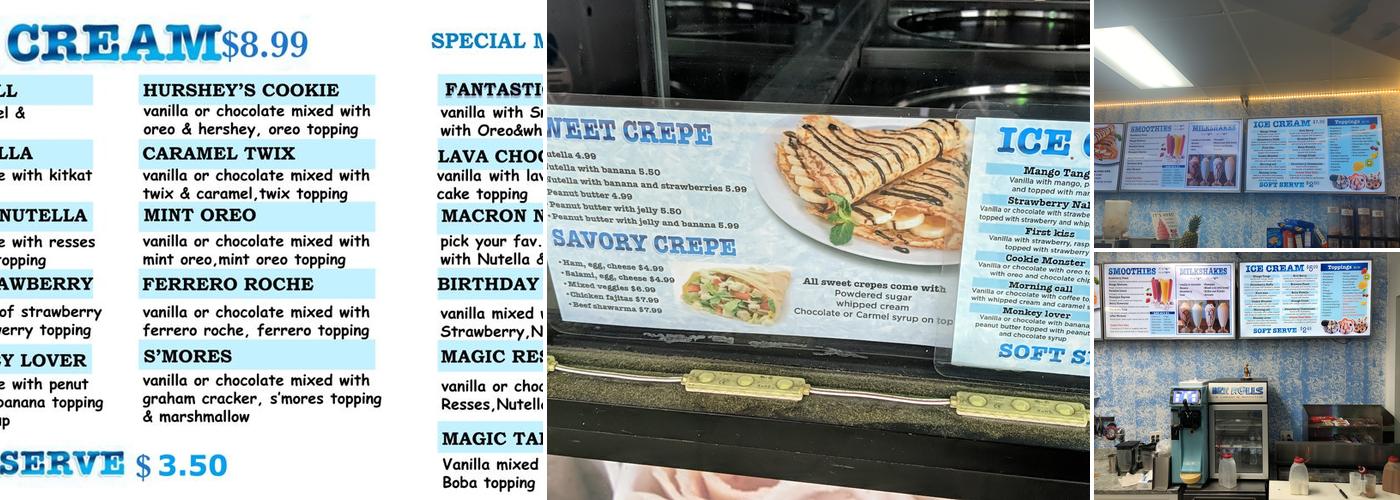 Ice rolls Menu