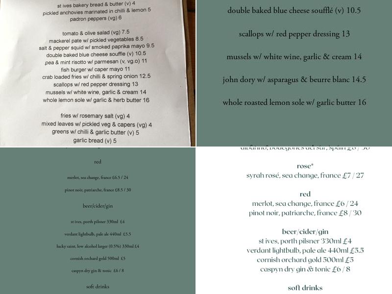 Barbican Bistro Menu