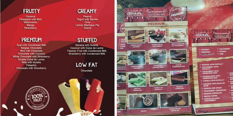 Paleteria Original Menu