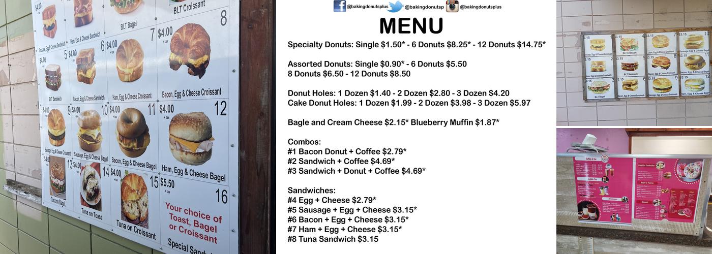 Baking Donuts Plus Menu