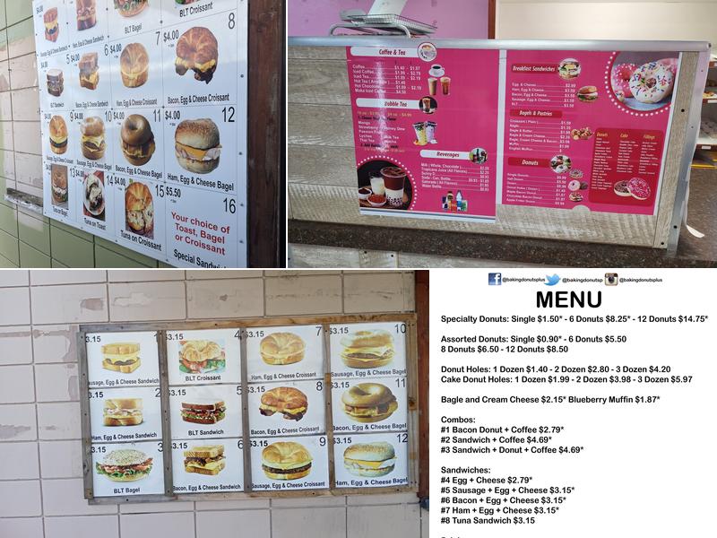 Baking Donuts Plus Menu