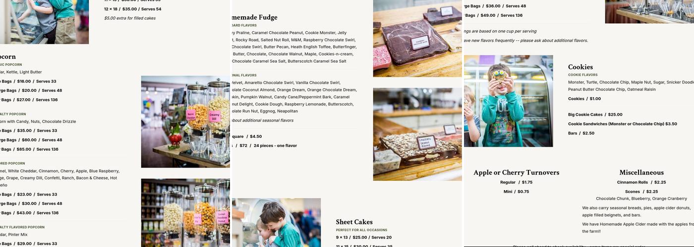 Pinter's Gardens & Pumpkins Menu