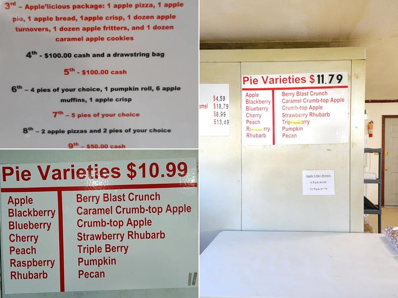 Apple'licious Pie Depot Menu