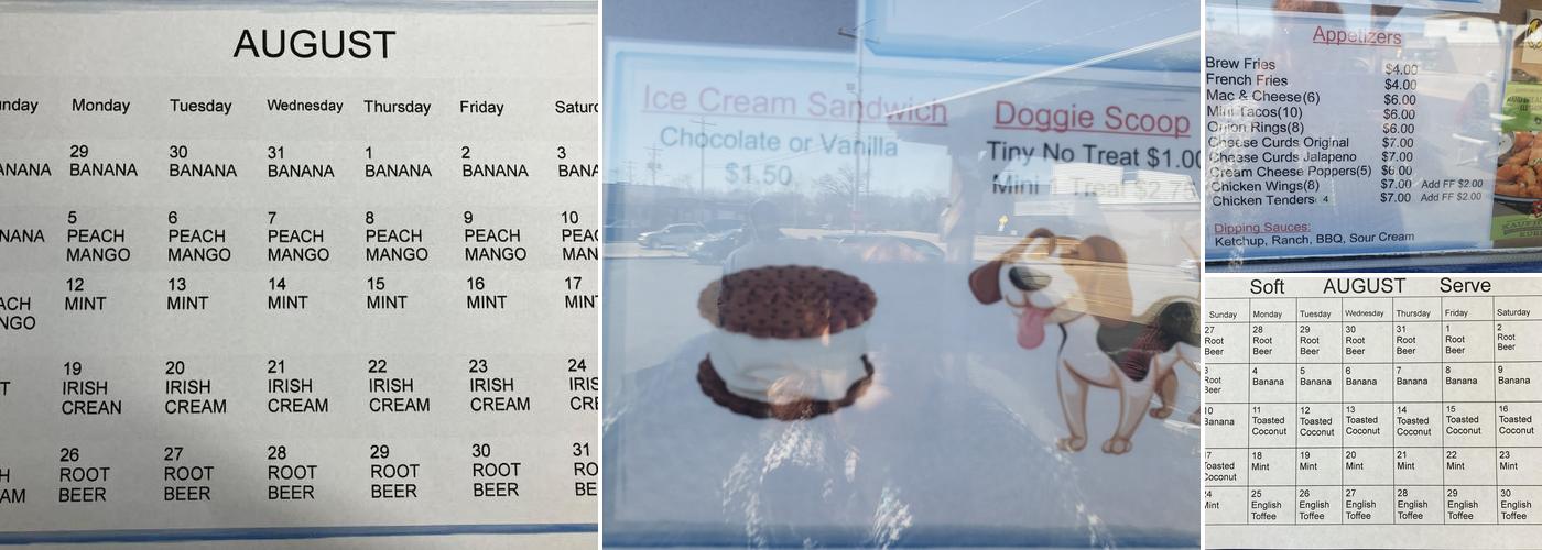 Swiftwater Ice Cream Menu