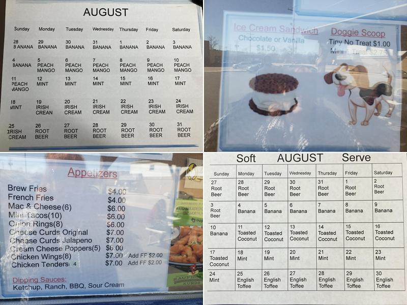 Swiftwater Ice Cream Menu