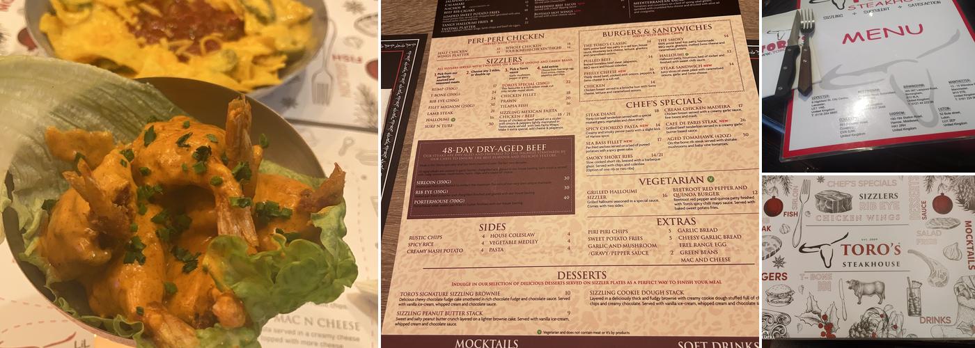 Toro’s Steakhouse Menu