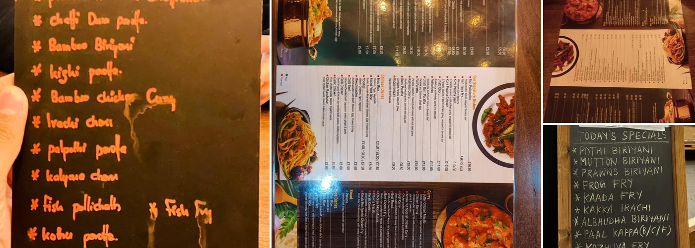 Kerala Hut Menu