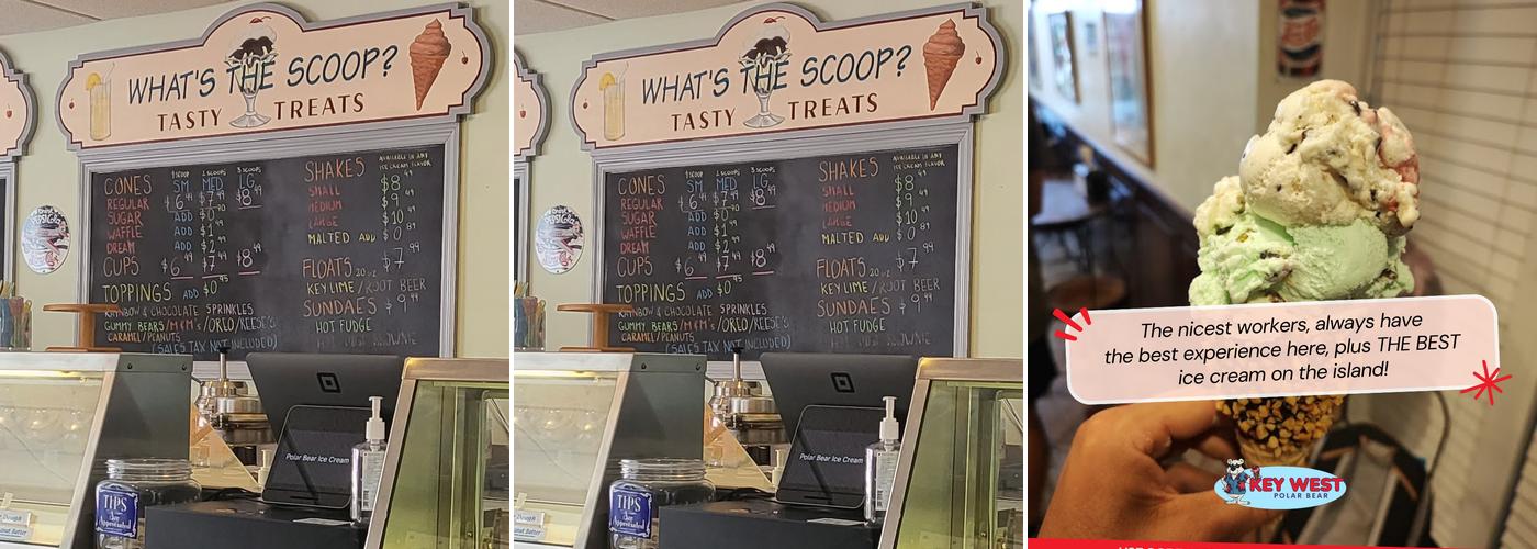 Key West Polar Bear Ice Cream Parlor Menu