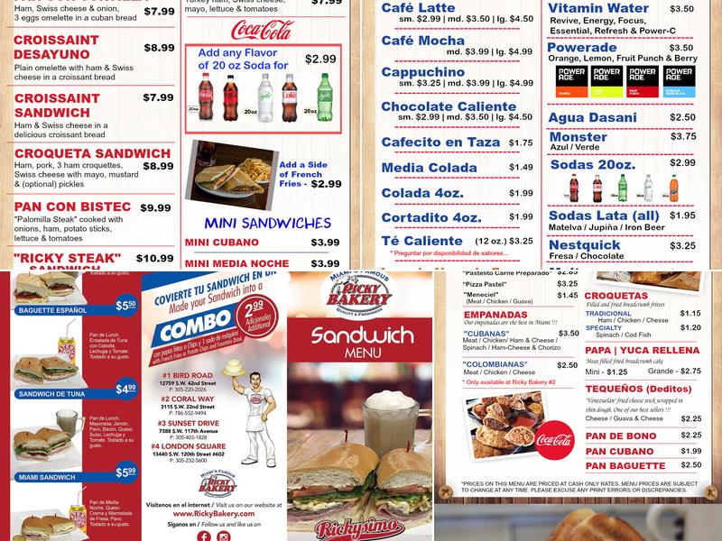 Ricky Bakery #1 (Bird Rd.) Menu