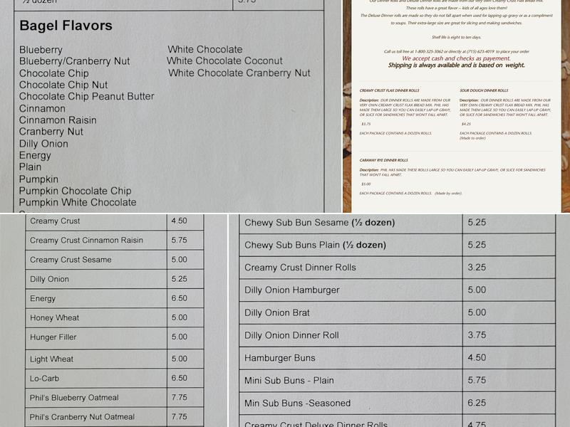 Gunkel's Bakery Menu