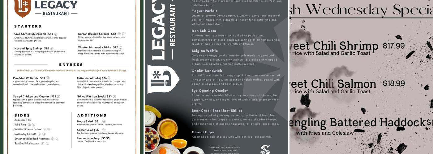 Creekside Bar Menu