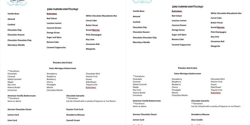 Bon Bons Sweet Confections Menu