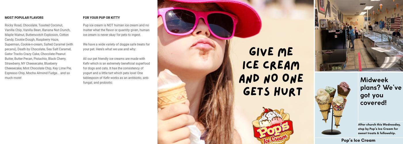 Pops Ice Cream Menu