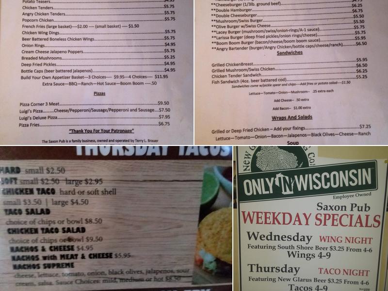 Luoma's Saxon Pub Menu