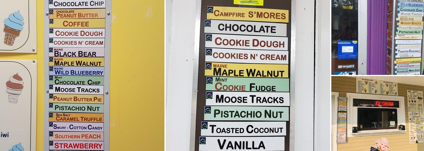 Scooter Bug's Ice Cream Stop Menu