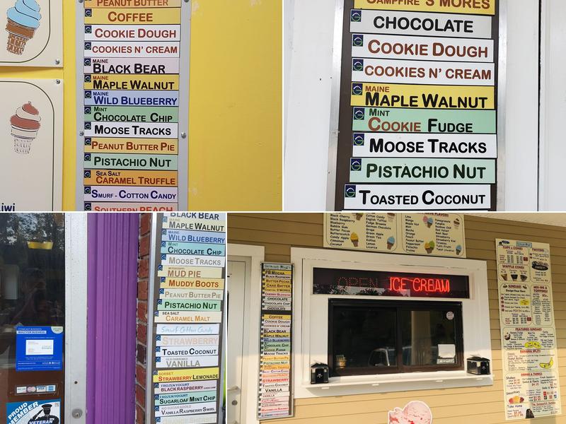 Scooter Bug's Ice Cream Stop Menu