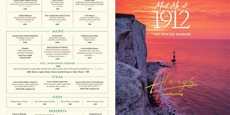 1912 Restaurant Menu