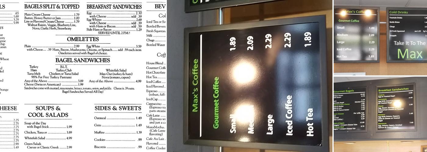 Max's Gourmet Bagels Menu