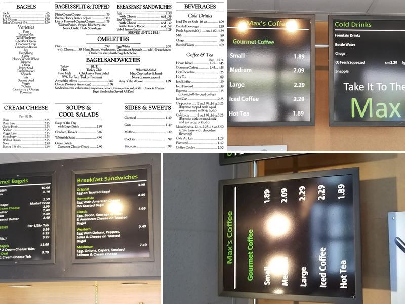 Max's Gourmet Bagels Menu