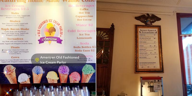 American Old Fashion Ice Cream Parlor Menu