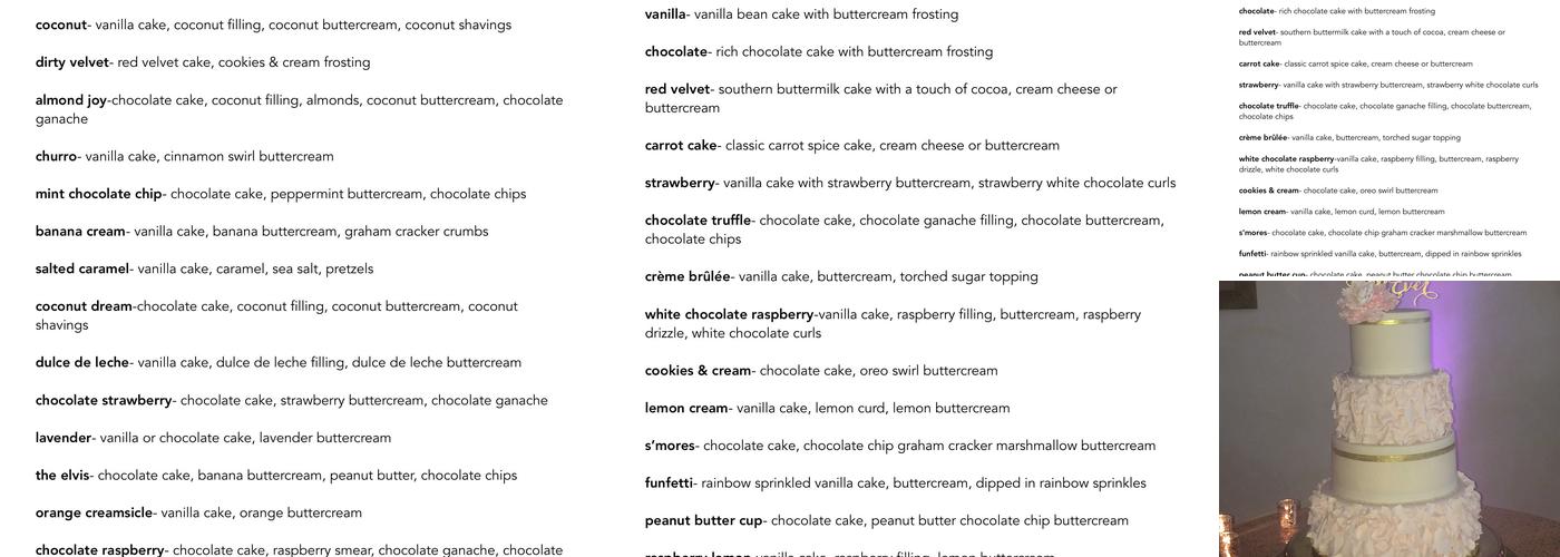 Frosting Menu