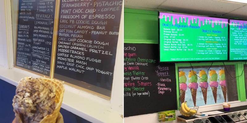 Dusty's Ice Cream Menu