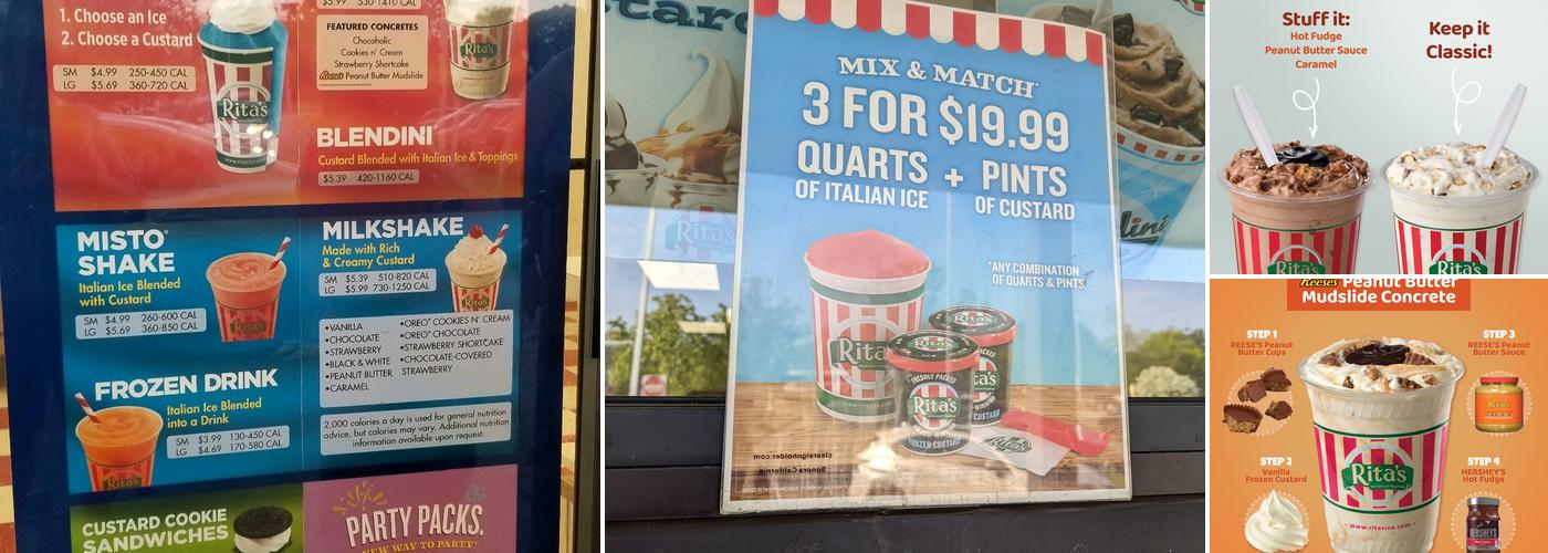 Rita's Italian Ice & Frozen Custard Menu