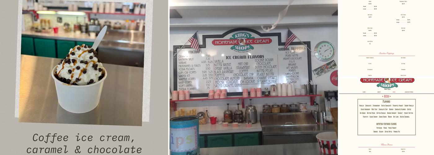 King's Homemade Ice Cream Menu