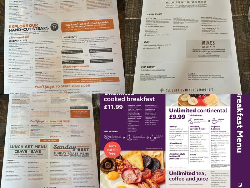 Bar + Block Steakhouse London Southwark Menu