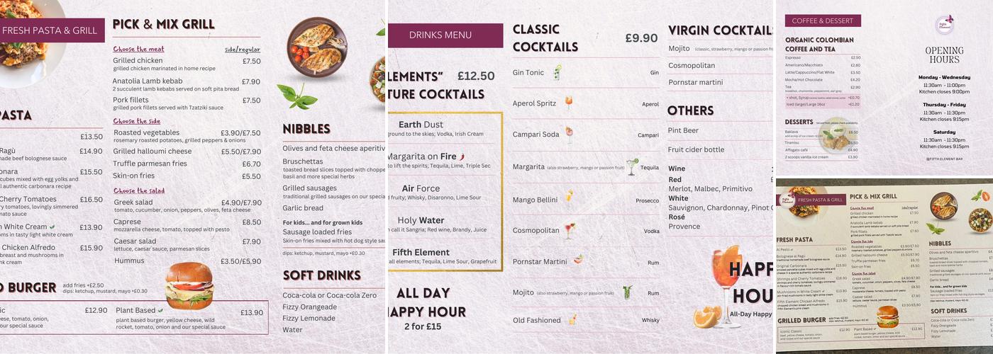FIFTH ELEMENT Menu