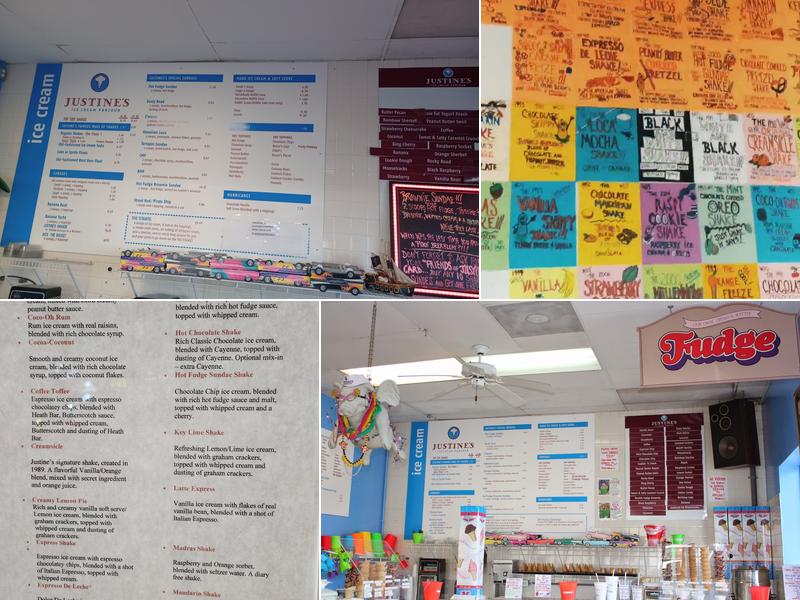 Justine's Ice Cream Parlour Menu