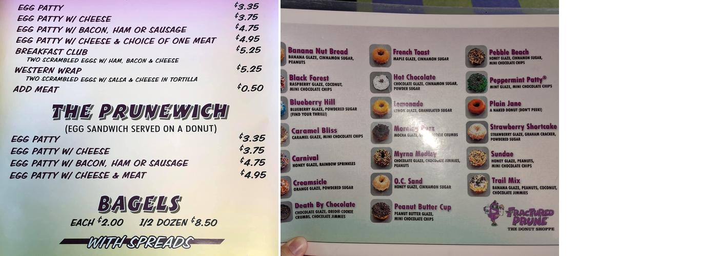 The Legendary Fractured Prune Menu