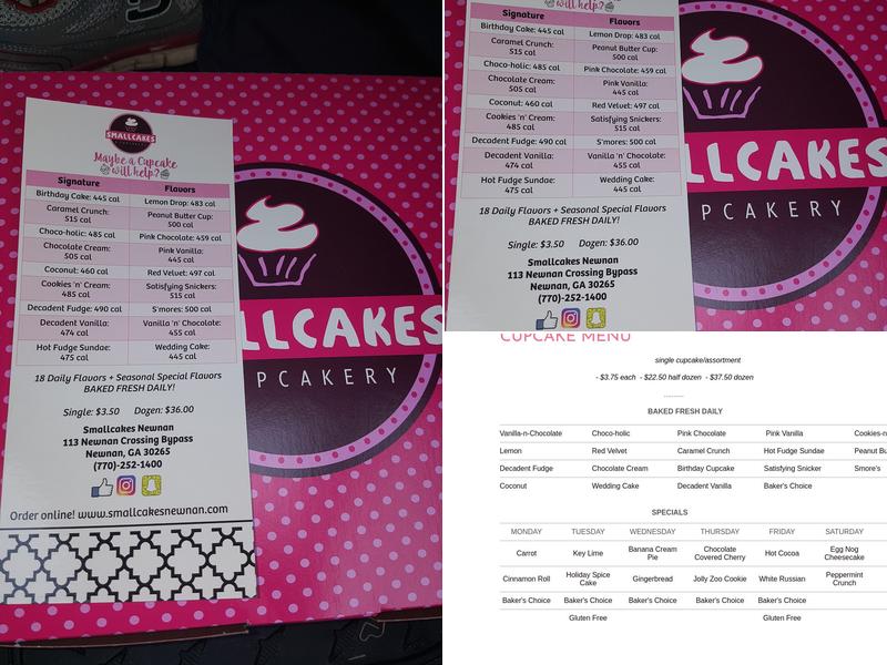 Smallcakes Cupcakery Newnan Menu